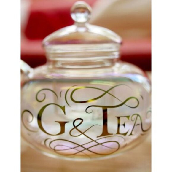 Root7 G&Tea Cocktail Set Iridescent Glass Teapot & Cups With Gold Rim - Picture 3 of 7